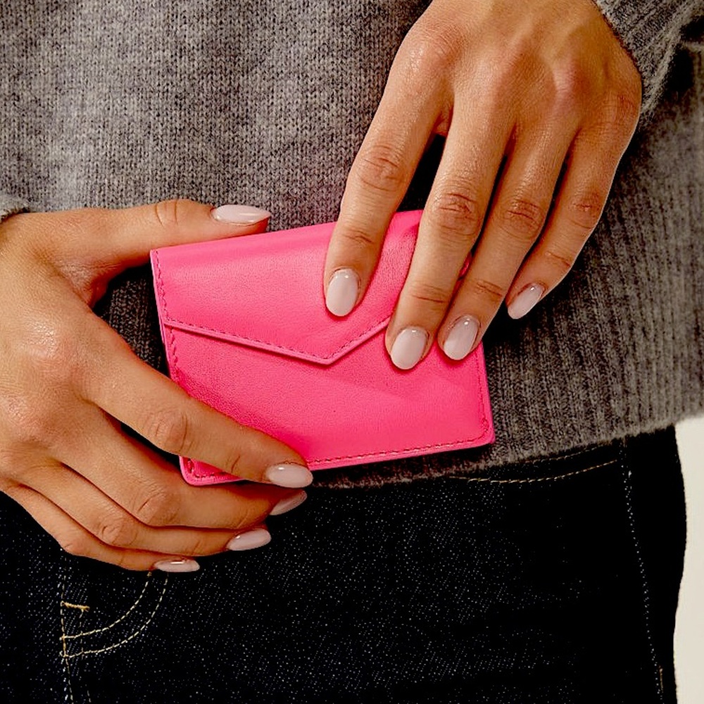 Hot Pink Piper Leather Trifold Wallet